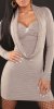 Knit Mini Dress/Jumper w. Waterfall Cut & Diamontes - Beige