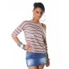 Striped Sheer Ladies Top/Shirt - Latte - Size S/M