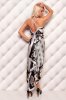 Long Silk Evening Dress - Black/Silver- Size M/L