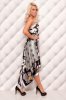 Long Silk Evening Dress - Black/Silver- Size M/L