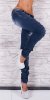 Low Rise Dark Blue Wash Skinny Jeans with Ripped Look - Size S