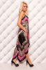 Long Silk Evening Dress - Black/Pink - Size S/M