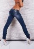 Low Rise Dark Blue Wash Skinny Jeans with Ripped Look - Size S