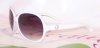 Women's Fashion Sunglasses - Round with Pearl Accent - White