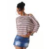 Striped Sheer Ladies Top/Shirt - Latte - Size S/M