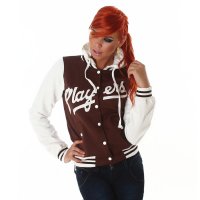 Players Hooded College Baseball Jacket - Brown - S/M