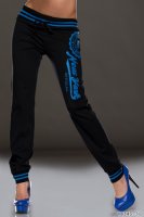 New York Cotton Sweat Pants - Black/Blue - Size XL