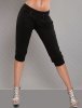 Harem Style Capri Pants with Buttons - Black