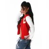 Funky Diva College Style Baseball Jacket - Red - Size L/XL