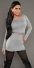 Soft Knit Jumper with Open Shoulders & Leopard Belt - Grey