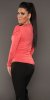 Long Sleeve Top with Spiky Studs on Shoulders - Coral