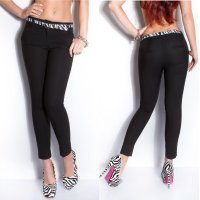 Skinny Leg Pants with Zebra Belt - Black Size S