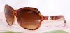 Women's Fashion Sunglasses - Round with Pearl Accent - Brown