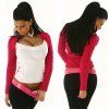Funky Diva Pink & White 2-Tone Bolero Style Sweater - Size M/L