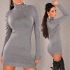 Long Turtleneck Jumper with Ruching - Grey - Size L/XL