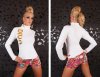 Funky Diva Knit Jumper with Zip & Print - Creamy White - M/L