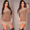 Cozy Long Jumper/Mini Dress - Cappuccino - Size S/M