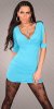 Long Top/Mini Dress with Diamonte Necklace - Turquoise